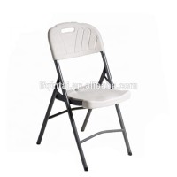 Wholesale cheap commerical furniture white HDPE folding chair with iron legs for wedding